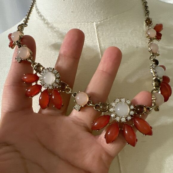 Bridgerton Women Necklace Statement Multicolor Stones Rhinestone Gold Chain - Picture 8 of 11